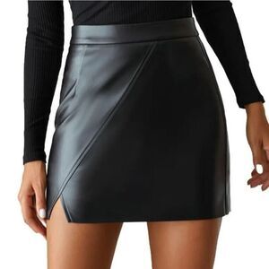 Women's Lady Faux Leather Split Bodycon Mini Short Pencil Skirt Clubwear Dress